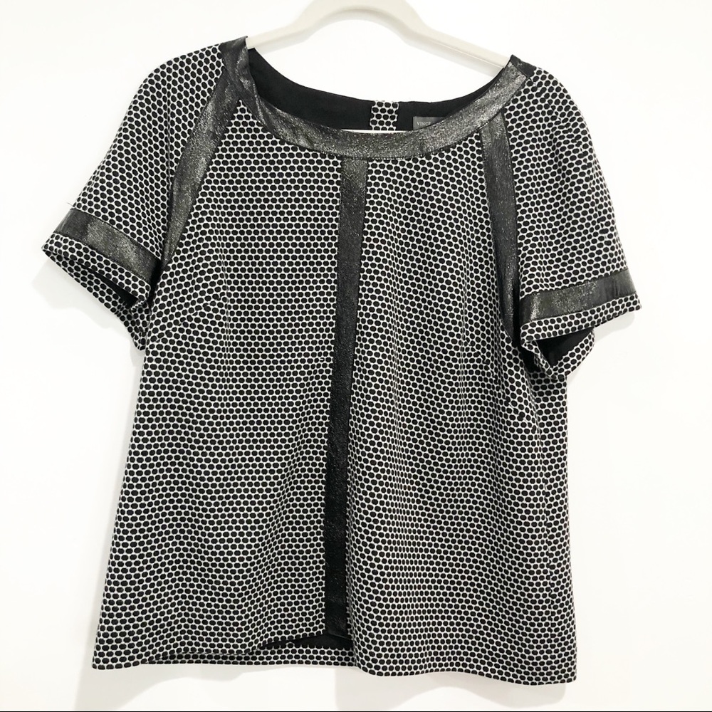 Vince Camuto Top With Faux Leather Detail